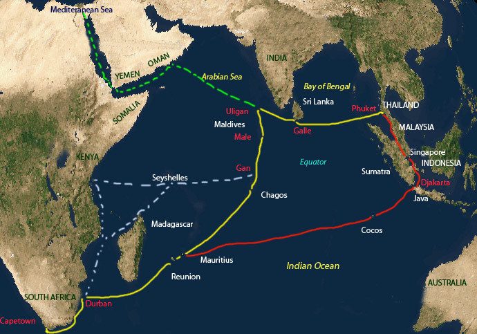 Intian valtameren reitteja